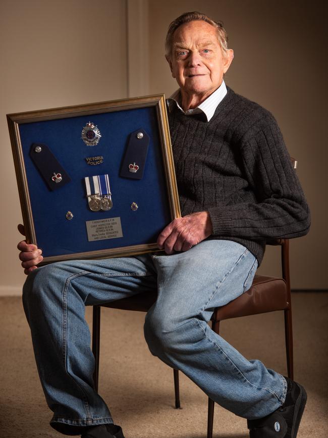 Weir with his Australia Police medal. Picture: Tony Gough