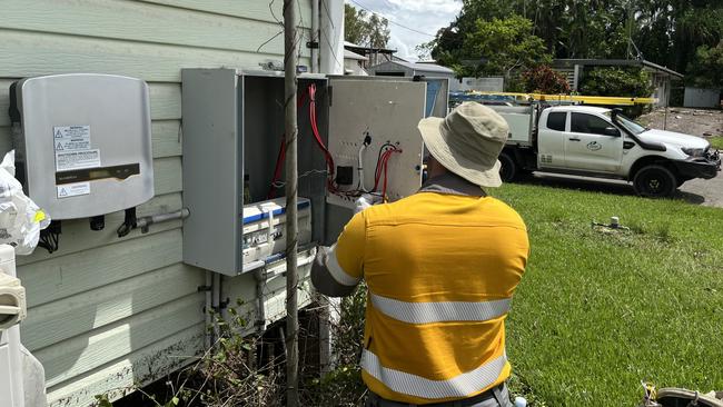 Ergon Energy crews work to restore power around Ingham. Picture: Supplied.