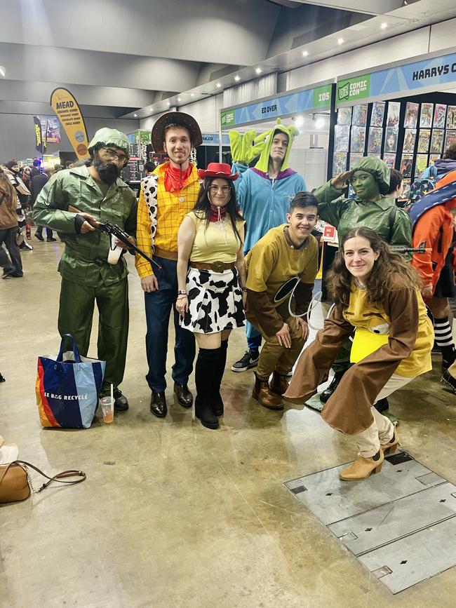 John, James, Raquel, Luke, Vitali, Lauren and Iya at the Oz Comic Con in Melbourne on Saturday June 8, 2024. Picture: Jack Colantuono