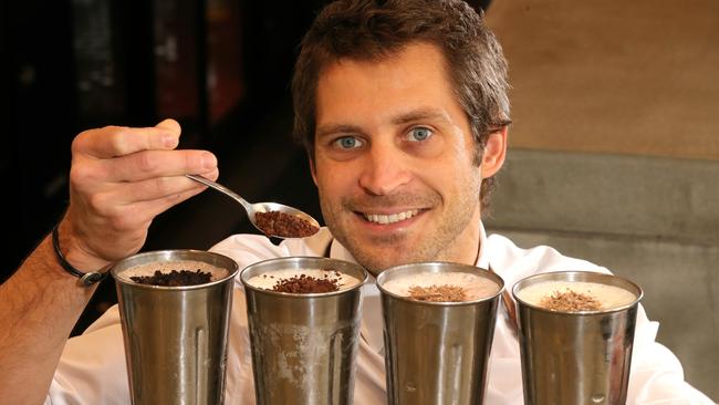 Brooklyn Depot bartender Michael Michael Sebire making shakes.