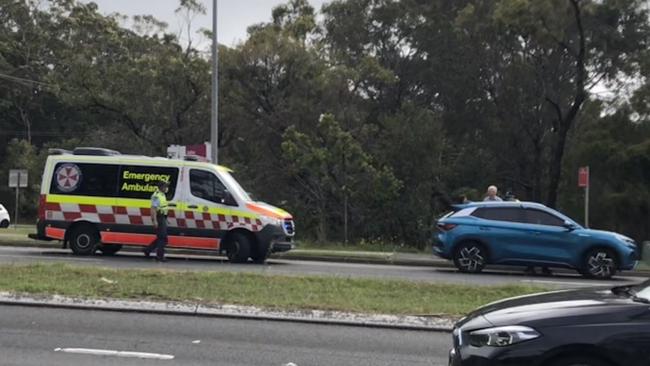 A primary school-aged boy suffered serious injuries when he was hit by a car at a set of traffic lights at the intersection of Forest Way and Morgan Rd, Belrose. Picture: Jim O'Rourke