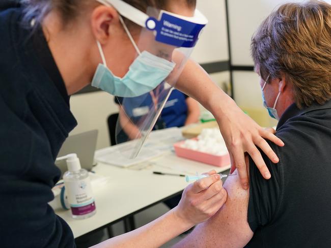 A man receives the AstraZeneca vaccine in England. Picture: Getty Images