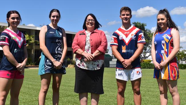 (From left) Sophie Novosel, Rebecca Symons, Janelle Agius, Henry Thorpe and Paige Zeller are excited for the Confraternity Shield in Mackay next year. October 27, 2021. Picture: Matthew Forrest