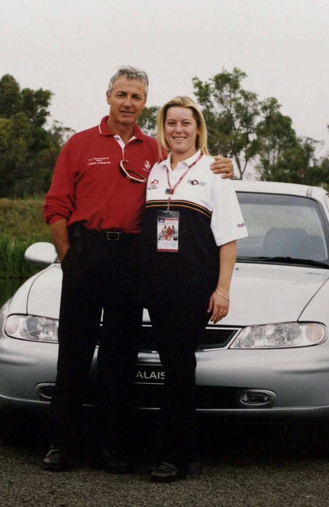 An undated photo of Rachelle Childs with her idol, late racing legend Peter Brock.