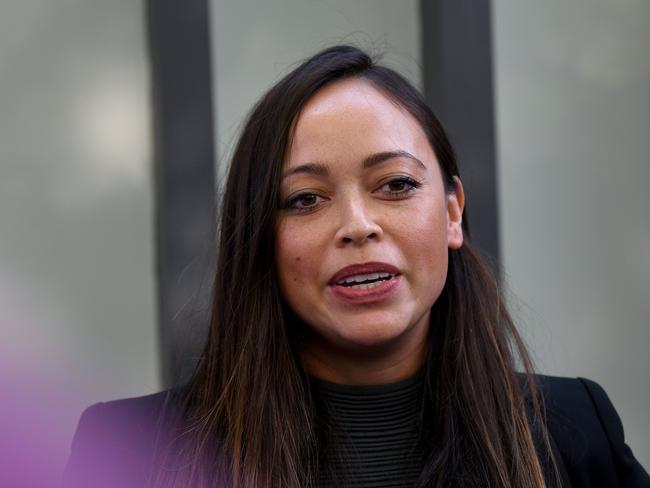 Claudette Chua, lawyer for Andrew O’Keefe, speaks to the media outside Waverley Court. Picture: NCA NewsWire/Bianca De Marchi