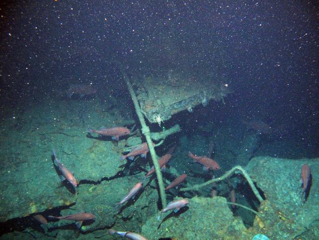 Broken casing of HMAS AE1, found in December last year, more than 103 years after her loss.