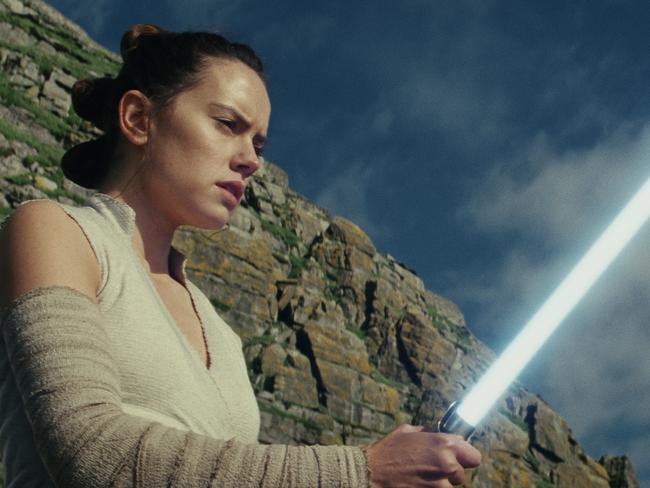 Rey, played by Daisy Ridley, in a scene from Star Wars: The Last Jedi.