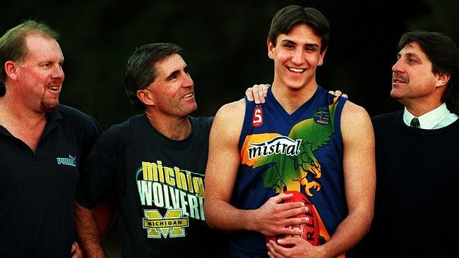 PROUD: Matthew Pavlich flanked by uncles from left Greg and Mark and his father Steve. Picture: Ray Titus