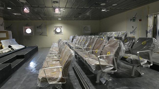 The main conference room with seating for up to 80 people will be used for briefings and training and will also double as a theatrette for movie nights on the ship. Pic credit: Damen/Australian Antarctic Division