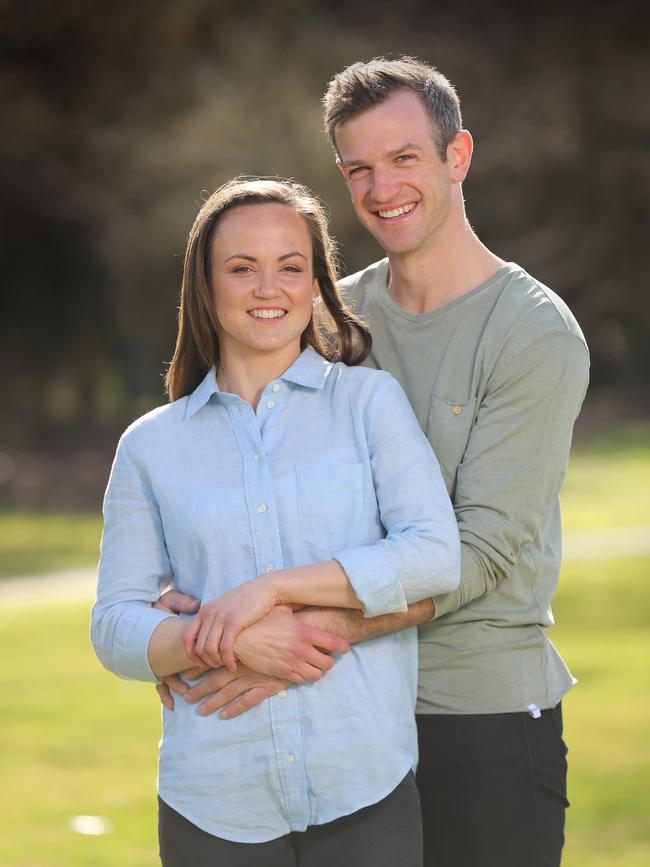 Daisy Pearce and her partner Ben. Picture: Alex Coppel