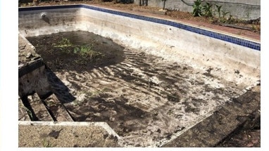 Workers shovelled junk out of the pool for a week. Picture: Jim’s Pool Cleaners