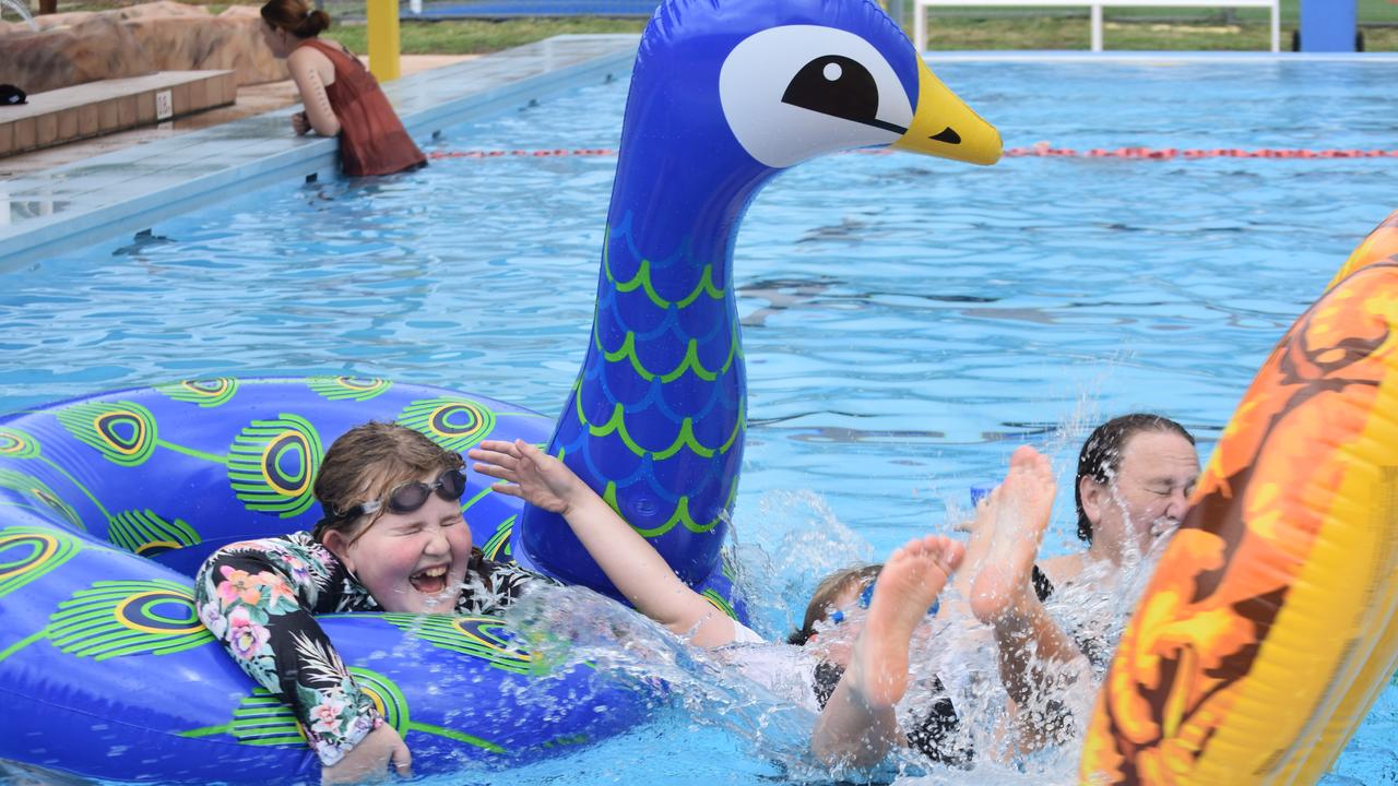 PARTY TIME: There were plenty of splatters and splashes at Dalby's pool party on Saturday.