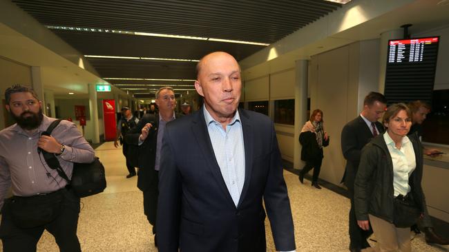 Peter Dutton returns to Brisbane after losing his challenge on Friday. Picture: AAP