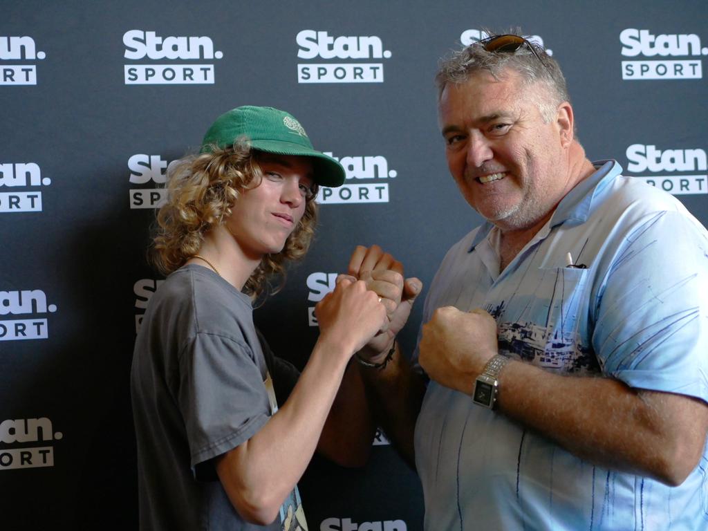 Matthew Lust and Ron Lust before the Battle on the Reef boxing at Townsville Entertainment and Convention Centre on October 8. Picture: Blair Jackson