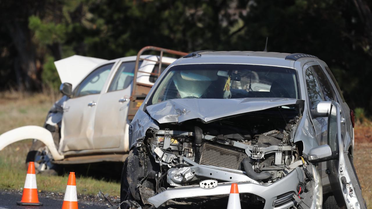 The two vehicles involved were a For Territory and a Toyota HiLux ute. Picture: Alan Barber