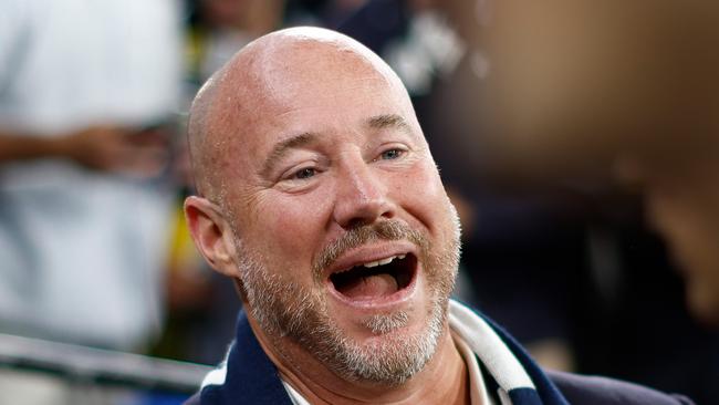 MELBOURNE, AUSTRALIA - MARCH 14: Carlton President Luke Sayers celebrates during the 2024 AFL Round 01 match between the Carlton Blues and the Richmond Tigers at the Melbourne Cricket Ground on March 14, 2024 in Melbourne, Australia. (Photo by Michael Willson/AFL Photos via Getty Images)