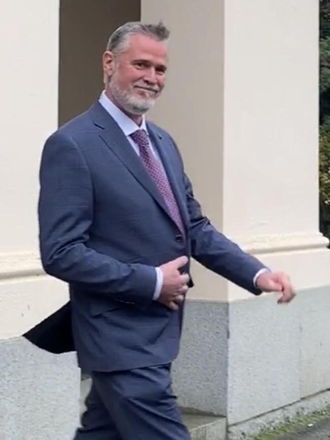 Dr Syme, 53, leaving the Castlemaine Magistrates' court.