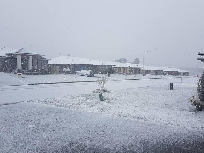 Snow at North Orange midafternoon on Friday.<i> Source: Facebook/HarperLetson</i>