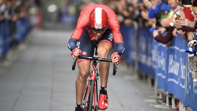 Will Clarke had his yellow jersey ripped off him by Team Sky.