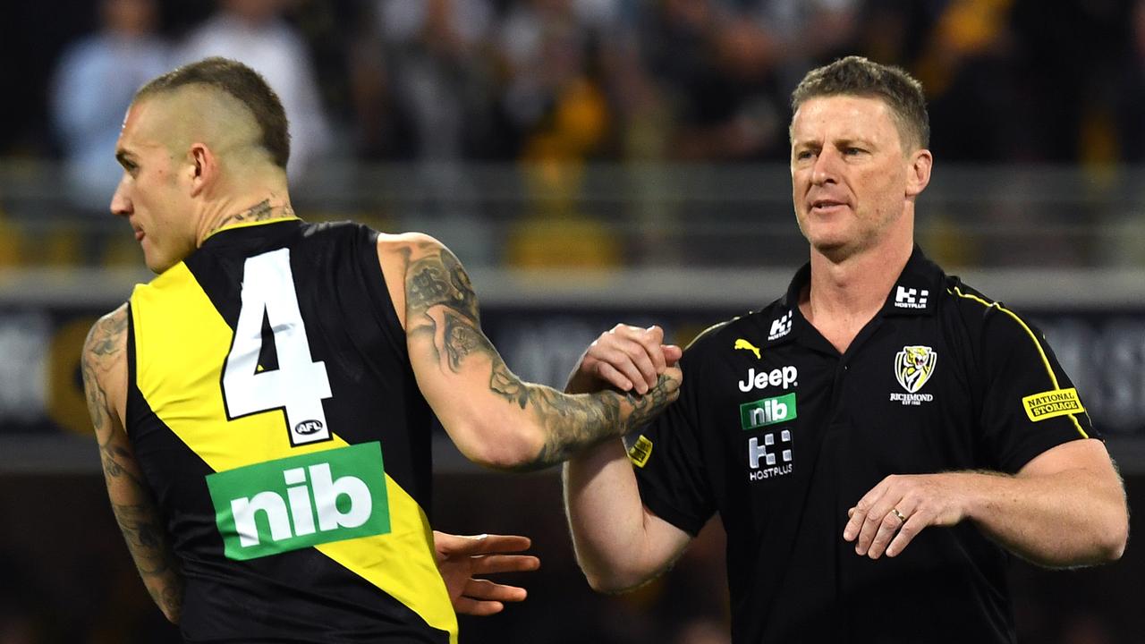 Damien Hardwick and Dustin Martin.