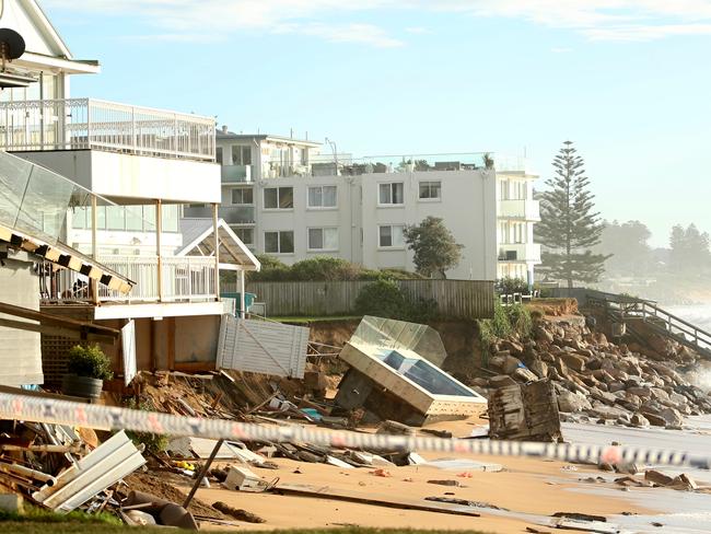 The pool was dislodged after a storm caused the sand underneath it to erode. Picture: John Grainger