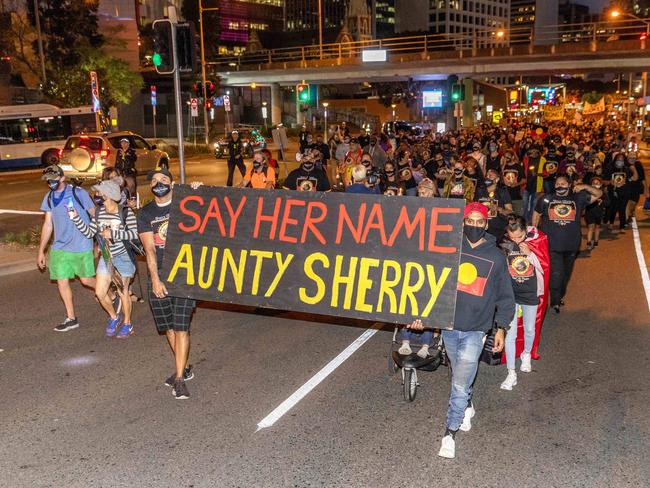 Protest in Brisbane for black death in custody at Queensland Police Roma Street Watchhouse, Friday, September 18, 2020 - Picture: Richard Walker