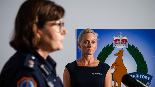 NT Police Superintendent Sonia Kennon and Bureau of Meteorology forecaster Shenagh Gamble. Picture: Zizi Averil