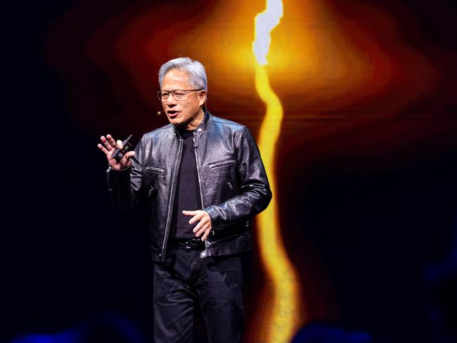 Jensen Huang, co-founder and chief executive officer of Nvidia Corp., speaks during an event in Taipei, Taiwan, on Sunday, June 2, 2024. Huang said the company plans to upgrade its AI accelerators every year, announcing a Blackwell Ultra chip for 2025 and a next-generation platform in development called Rubin for 2026. Photographer: Annabelle Chih/Bloomberg