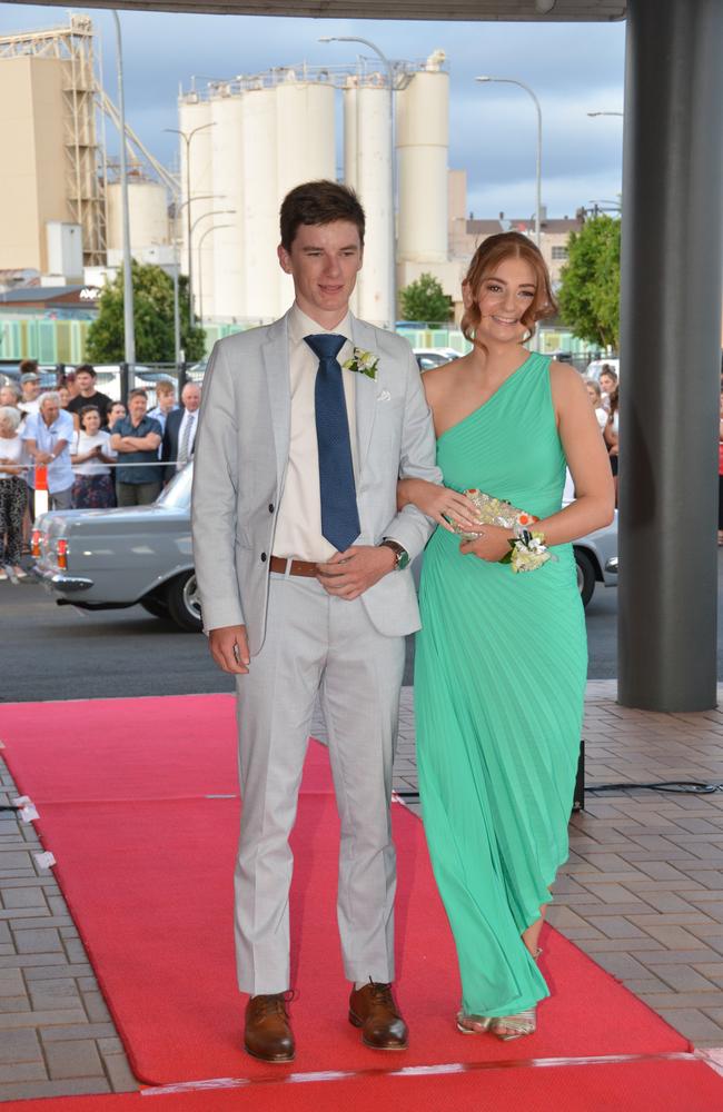 Toowoomba school formals. At the 2023 St Ursula's College formal is graduate Grace Fraser with her partner. Picture: Rhylea Millar