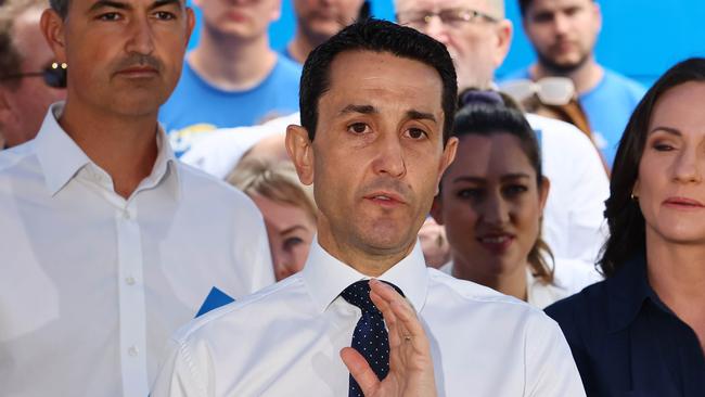 Queensland Opposition leader David Crisafulli during a press conference at Metricon stadium on Sunday. Picture: Tertius Pickard