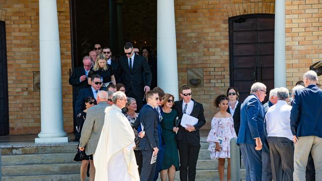 Former Mackay MP Tim Mulherin’s State Funeral. Erin Mulherin with her three sons. Photo: Daryl Wright