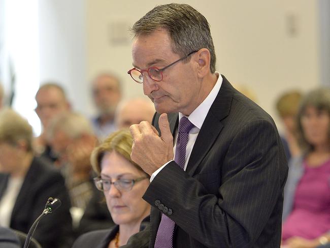 Francis Sullivan, CEO of the Truth, Justice and Healing Council delivering a message at the Royal Commission into Institutional Responses to Child Sexual Abuse yesterday. Picture: AAP