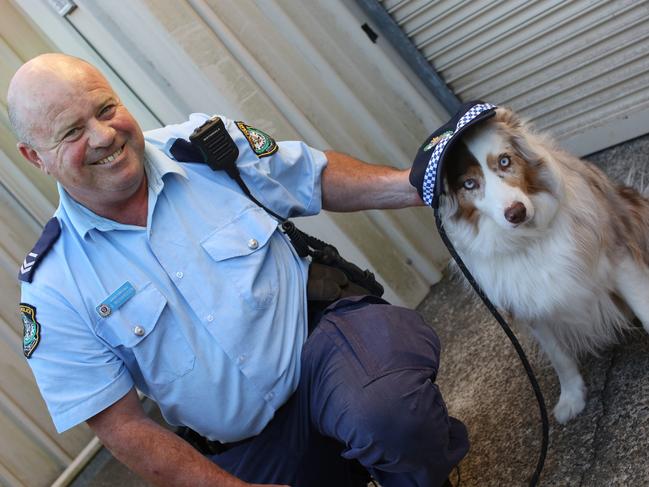 Senior Constable Grant Richardson with Bowie. Picture: Toni Fuller Imagery