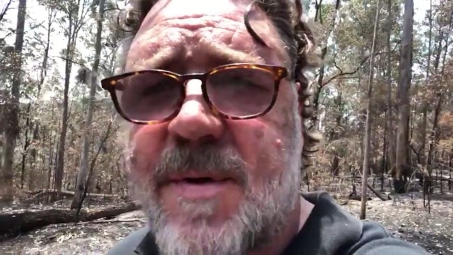 Russell Crowe show his bushfire ravaged property