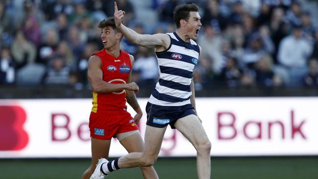 The Cats never looked back after Jeremy Cameron’s moment of brilliance in the third term. Picture: Darrian Traynor/AFL Photos