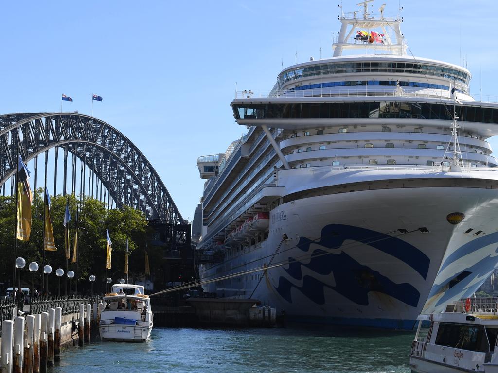 The Ruby Princess docked at Circular Quay in Sydney, Thursday, March 19. Picture: Dean Lewins