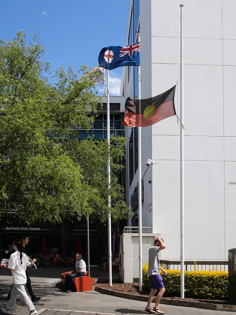 The Indigenous flag at half mast at Ashfield Council this week.