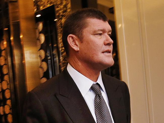 Crown Resorts chairman James Packer and Crown executive vice-president Todd Nisbet at Crown Towers. Picture: David Caird.