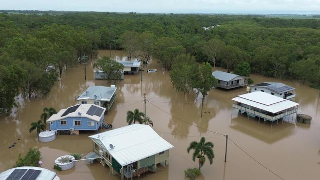 Floodwater at Groper Creek Saturday morning February 8, 2025. Drone footage: Kat Hampson