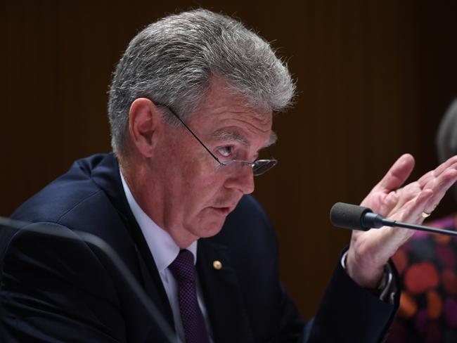 ASIO director-general Duncan Lewis speaks during Senate estimates hearings at Parliament House in Canberra, Tuesday, October 24, 2017. (AAP Image/Lukas Coch) NO ARCHIVING