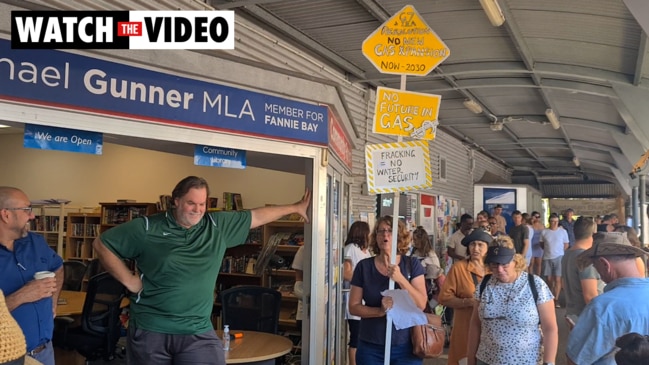 Protesters lock themselves to Michael Gunner's electorate office