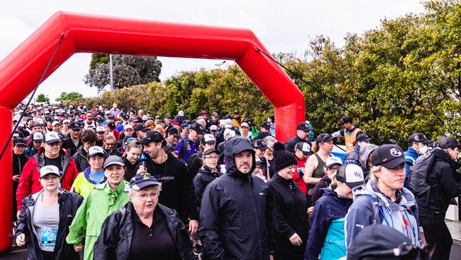 The start of the Point to pinnacle walking race. Picture: Linda Higginson