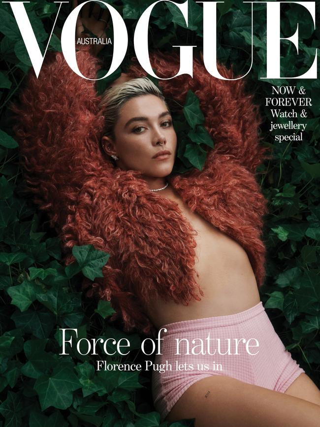 Florence Pugh on the cover of the Vogue Australia November 2023 issue. Picture: Rob Tennent