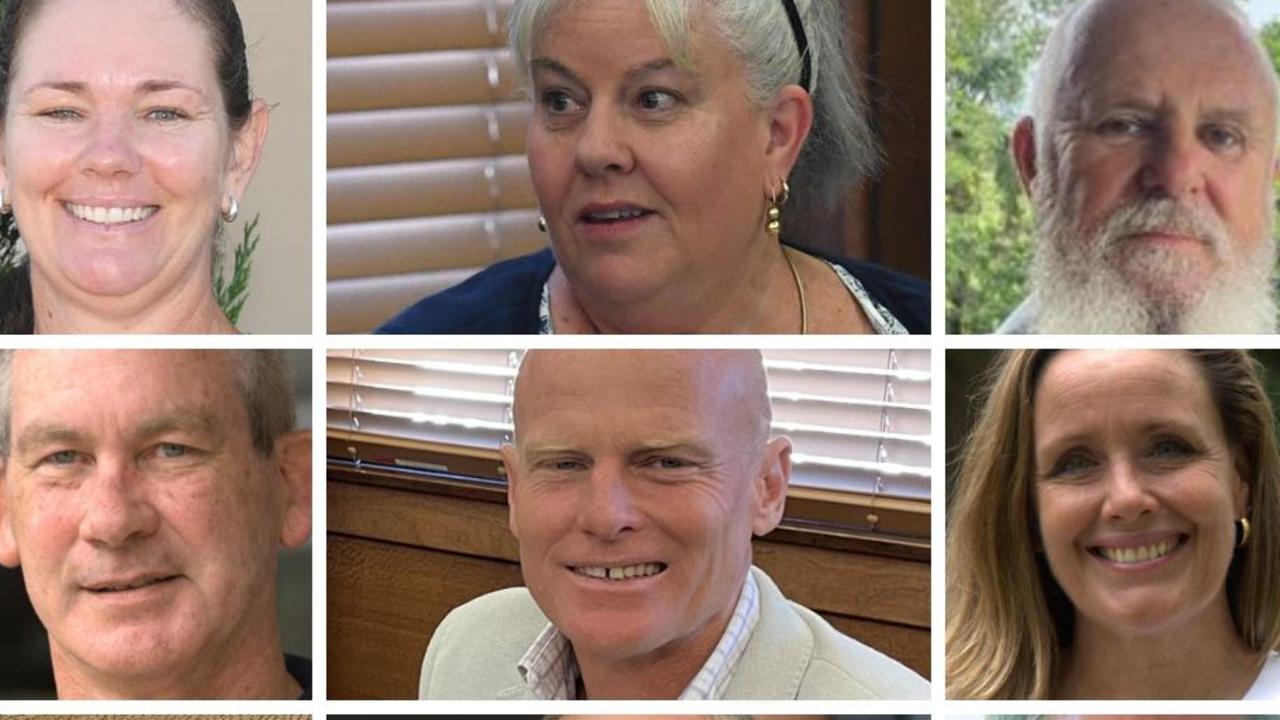 Gympie Regional Council 2024: Jess Milne, Dolly Jensen, Shane Warnes, Mick Curran, Mayor Glen Hartwig, Allona Lahn, Warren McEwan, Warren Polley, and Gordon Maudsley.