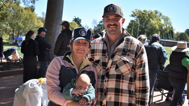 Elissa, little Leeson, and Jack Turnbull at Grammar Downlands Day, Saturday, August 19, 2023. Picture: Peta McEachern