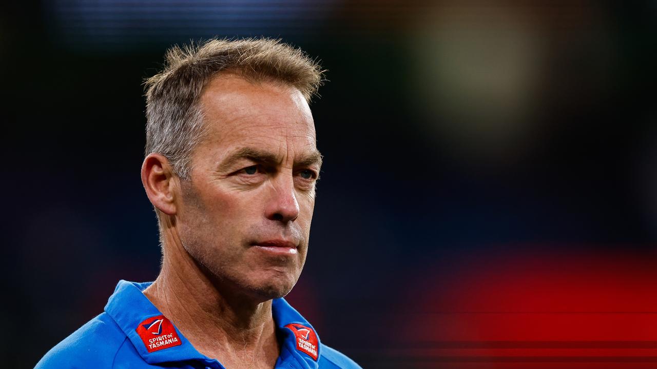 MELBOURNE, AUSTRALIA - APRIL 29: Alastair Clarkson, Senior Coach of the Kangaroos leaves the field at half time during the 2023 AFL Round 07 match between the Melbourne Demons and the North Melbourne Kangaroos at the Melbourne Cricket Ground on April 29, 2023 in Melbourne, Australia. (Photo by Dylan Burns/AFL Photos via Getty Images)