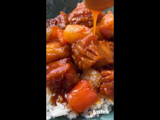 Sweet and sour air fryer pork belly bites