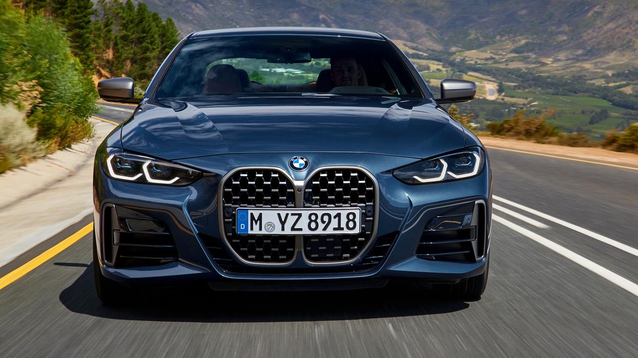 The new BMW 4 Series coupe features a big vertical grille.