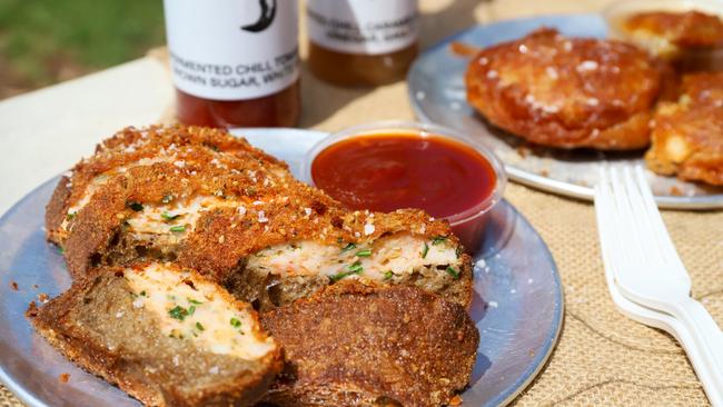 FSH MKT’s prawn toast and chilli jam. Picture: Jenifer Jagielski