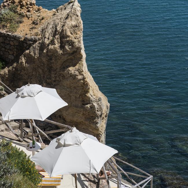 The beach at Hotel Il Pellicano in Porto Ercole.